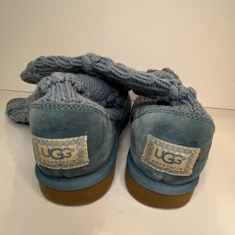 Genuine Ugg Australia Classic Women’s Crochet Tall Boots Size 7 Blue Wool Insole - Picture 5 of 15